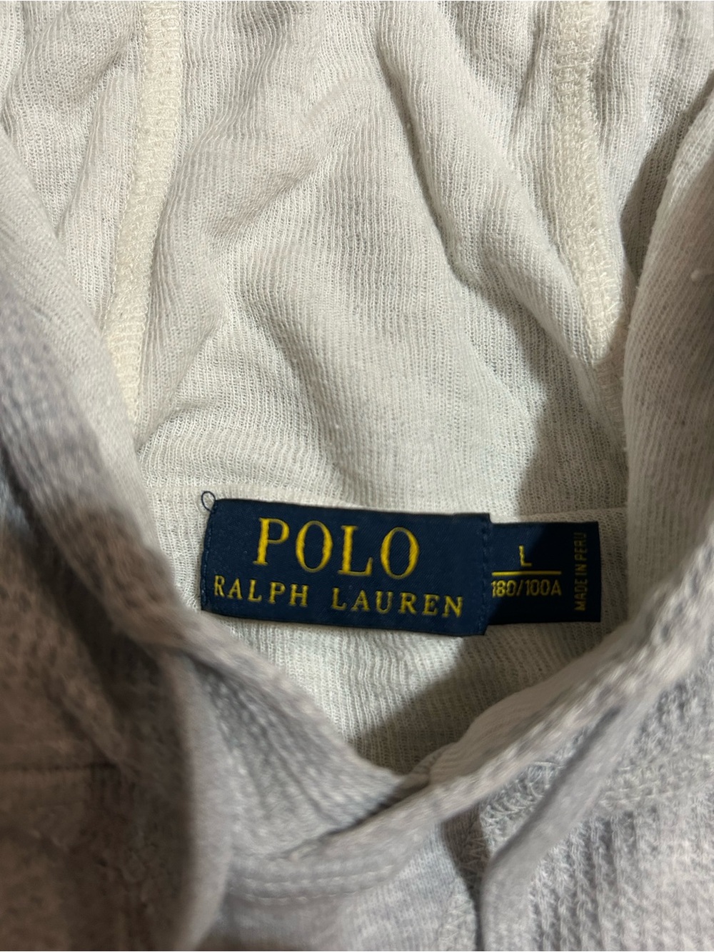 Polo Ralph Lauren Waffle Knit Pullover Hoodie Grey (Men’s Large) - Picture 5 of 5